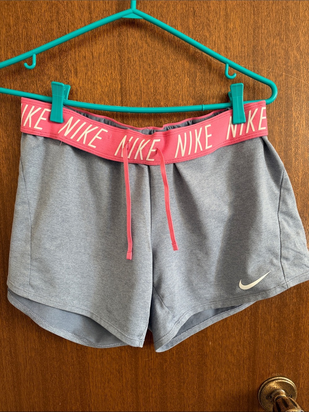Nike Women’s Grey Athletic Shorts with Pink Logo Waistband